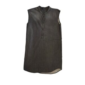 THE KOOPLES Crew Neck Denim Half Button Shirt‎ Dress Grey Medium